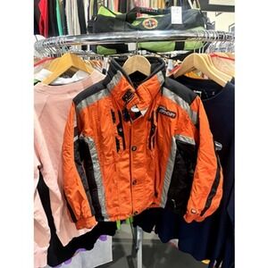 Retro Y2K Spyder Bright Orange Youth Boys Winter Ski Jacket Size Medium